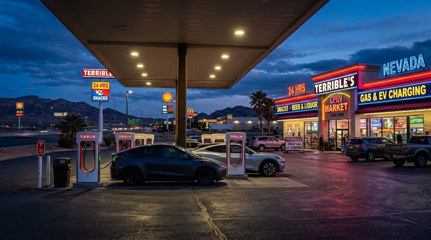 Gas station at dusk